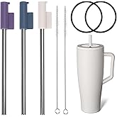 Jetstop Straw Kit Compatible with Brumate Era 40 oz - 3 Stainless Steel Straws with Silicone Straw Connectors, Sealing Rings & Cleaning Brushes - Reusable Accessories for Brümate Tumbler