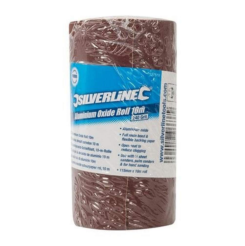 Silverline 127519 Aluminium Oxide Roll 10m 10m 240 Grit, red