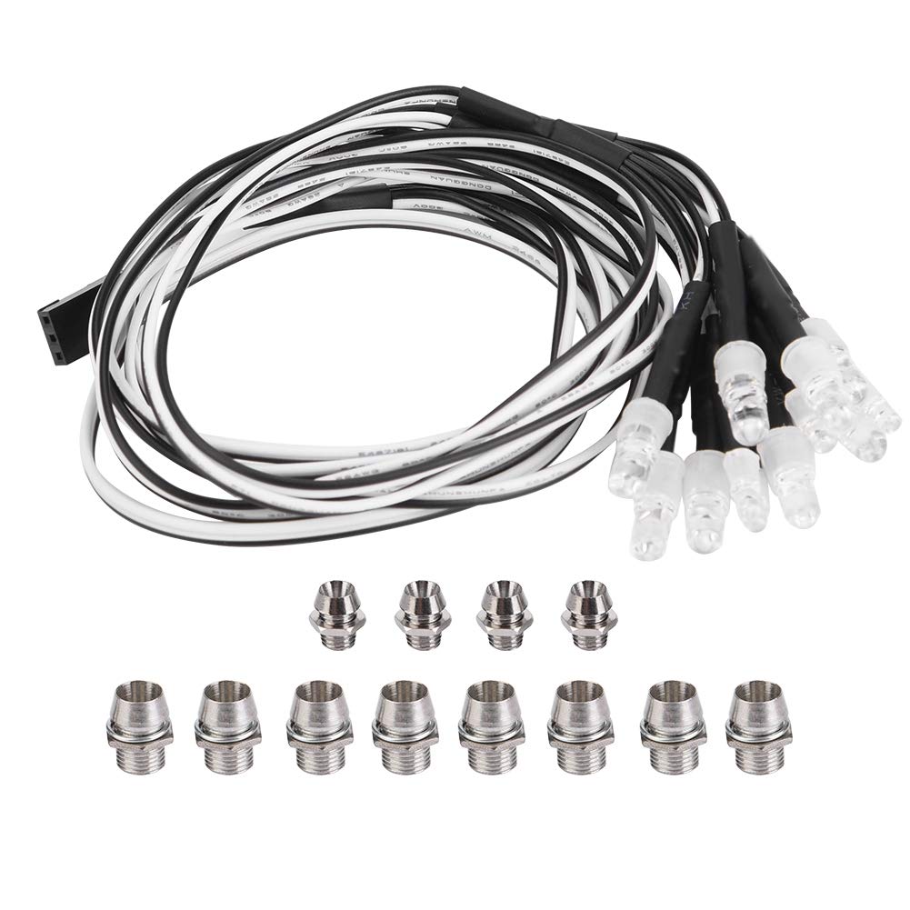 RC Car LED Lights, 12 Pcs 5mm/3mm Headlights and Taillights LED Lights for RC Model Drift Car Accessory