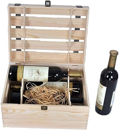 BH RRack Caja de colección de Vino de Madera sólida 6 Botellas Caja de Regalo Puede