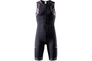 MY KILOMETRE Men’s Triathlon Tri Suit with 2 Big Side Pockets Triathlon Racing Suit with Front Zip