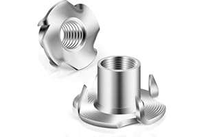 ETAUWE 5/16"-18 T-Nuts 304 Stainless Steel, 4-Pronged Tee Nut for Wood, Rock Climbing Holds, Furniture, 25 PCS