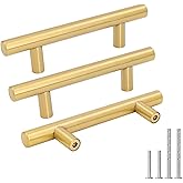 Goldenwarm 10 Pack 3 inch Gold Cabinet Handles Brushed Gold Cabinet Pulls | Gold Dresser Drawer Handles Stainless Steel Drawer Pulls for Kitchen Bathroom Bedroom, Easy to Install