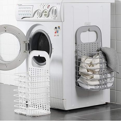 Amazon ランドリーバスケット 折り畳み収納バスケット 持ち運び便利 洗濯ボックス 掛け式 ハンドル付き スペース節約 大容量 洗濯かご 洗濯物入れ おもちゃ収納 ホワイト ランドリー収納 オンライン通販