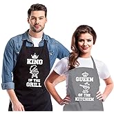 Saukore Funny Aprons for Couple, His and Hers Aprons Set, Kitchen Aprons with 2 Pockets for Cooking Grilling Baking, Anniversary Wedding Bridal Shower Birthday Valentines Day Gifts for Couples