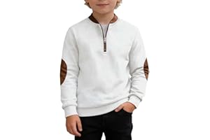 Boys Quarter Zip Pullover Kids 1/4 Zipper Long Sleeve Sweatshirts Vintage Casual Youth Teen Boys Sweater Tops with Pockets