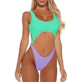 Sovoyontee Women's Sexy One Piece Swimsuits Cheeky Thong Bikini Bathing Suit