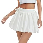 Curipeer Kids Teen Girls Short Ruffle White Summer Mid Skirts High Waisted Pleated Cream Girls Skirts with Pockets
