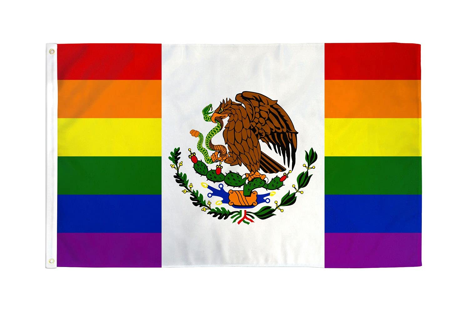 AZ FLAG - Mexico Rainbow Flag - 3x5 Ft - 100D Polyester Gay Mexican Banner with Two Metal Grommets - Fade Resistant - Vivid Colors - 3' x 5' Feet - 150x90 Cm
