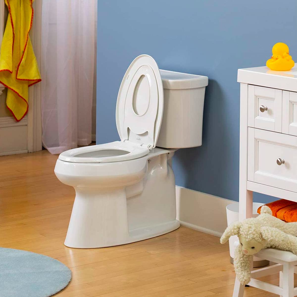 Little2Big Toilet Seat with Built-In Toddler Potty Training Seat, Slow Close, Easy to Install, Made in USA, ROUND, White