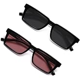 VANLINKER Retro Rectangular Polarized Sunglasses for Men Women VL9877 | Trendy Rave 90s Vintage Narrow Y2K Square Frame UV400,Sun Glasses for Driving Beach Daily Wear