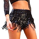 Women's Sequins Tassel Skirts Shorts Rave Festival Bottoms