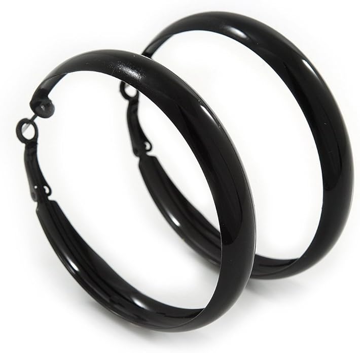 Hoop black earrings Outlet