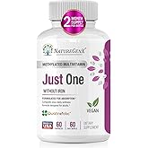 NatureGenX Just One Daily Methylated Multivitamin - 60 Caps Pure Methyl B12, Methylfolate MTHFR Support Supplement Iron Free Methylated Vitamins for Men & Women 2 Months Supply Gluten Free