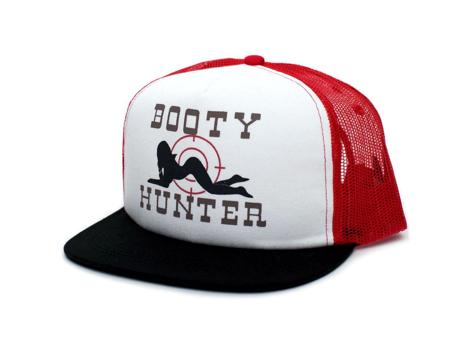 Booty Hunter Flat Bill Unisex-Adult One-Size Trucker Hat Cap Black