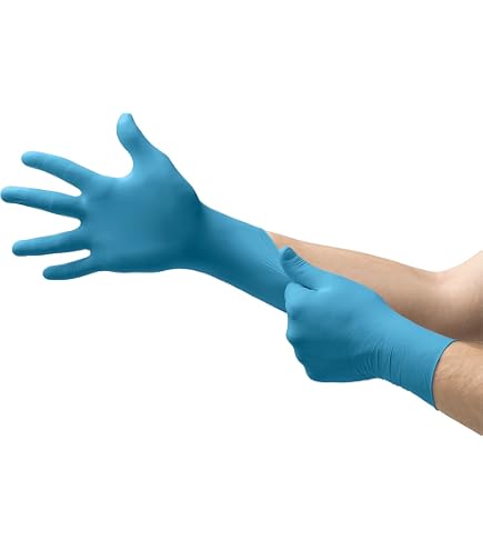 TouchNTuff 92-600 Disposable Nitrile Glove with Enhanced Chemical Splash Protection, Smooth, 4.7 mil, Powder-Free, Green, M