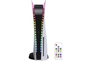 YUANHOT LED RGB Light Strip Compatible with PS5 Pro/PlayStation 5/PS5 Slim Disc&Digital Edition Console with 7 Colors 358 Modes, DIY Decoration Accessories Flexible Lights Strip with Remote