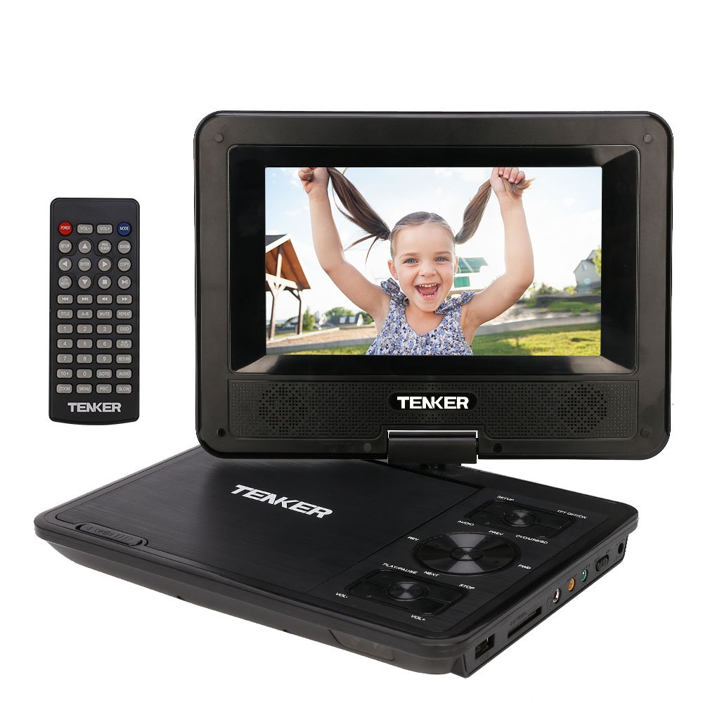 Amazon.com: TENKER 7.5" Portable DVD Player with Swivel Screen,  Rechargeable Battery and SD Card Slot & USB Port: Electronics