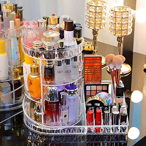 Acrylic Makeup Organizer Cosmetic Storage And Vanity Perfume Organizers In Countertop Bathroom Dresser 360 Rotating Makeup Holder Stand For Beauty Caddy Skincare Clear Big Guy Pricepulse