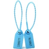 100 Numbered Plastic Tamper Seals Self Locking Security Tags Zip Ties Label for Fire Extinguisher 250mm (Light Blue)