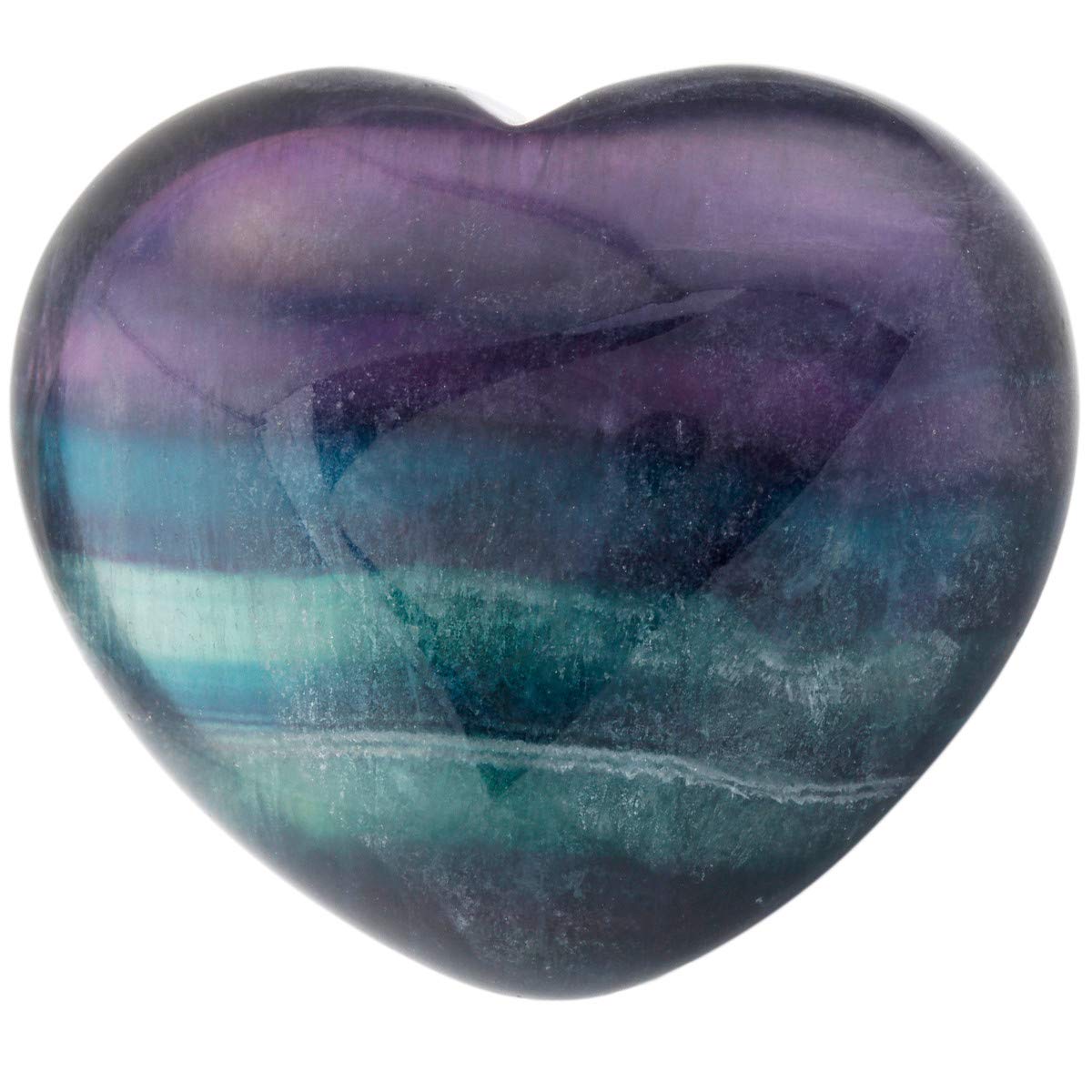 Nupuyai Fluorite Heart Palm Worry Stone for Chakra Reiki, Healing Crystal Love Stone for Home Decoration 45mm