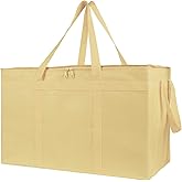 Bodaon Insulated Pizza Delivery Bags, XXX-Large Commercial Food Delivery Insulation Bag for Hot/Cold Food, Large Capacity Reusable Warming Bag, Beige, 1-Pack