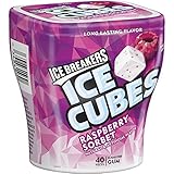 ICE BREAKERS ICE CUBES Chewing Gum, Raspberry Sorbet Flavor, Sugar Free, 40 Piece Cube Pack Container (Count of 4)