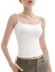 PUMIEY White Tank Top for Women Square Neck
