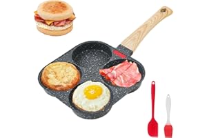 Qiliwiki Four-Hole Frying Pan - Nonstick Egg Pan and Omelette Pan with Hanging Hole Design for Easy Cleaning and Cooking Deli
