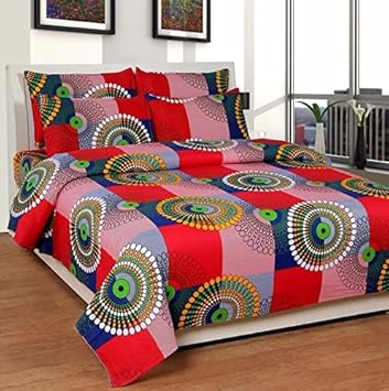 Shree Fashion Hub 100% Cotton Geometric Theme Printed Double Bedsheet With 2 Pillow Covers