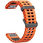 Quickfit 22mm Watch Bands for Garmin Fenix 8 47mm/7/6/5, Sports Ocean Silicone Bands Compatible with Garmin Fenix 8 Pro 47mm/7 Pro/6 Pro/5 Plus/Forerunner 935/945/955/965/Approach S60/S62/Epix 2