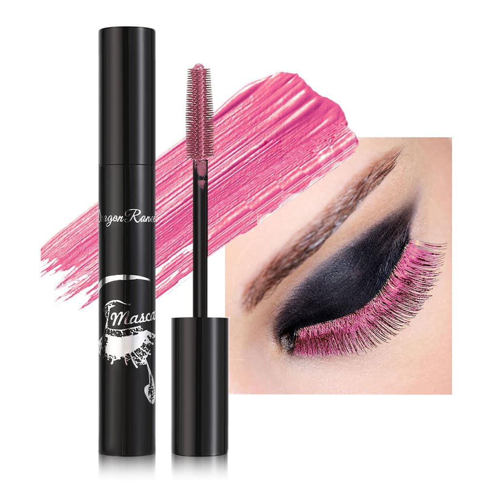  GL-Turelifes Colorful Mascara Sensational Pink Mascara Charming, Limitless Length & Volume, Flex Tower Brush, Thick & Long Eyelash Waterproof and Smudge-proof Eyes Makeup (#07 Peach Pink)