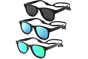 COASION Bendable Flexible Polarized Newborn Baby Sunglasses with Silicon Strap for Infant Boys Girls Age 0-12 Months CA9042