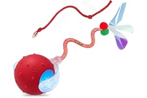 Interactive Cat Toys for Indoor Cats,Chirping Cat Ball Toy with 2 Replaceable Tails,Rechargeable Cat Toys for Bored Indoor Ad