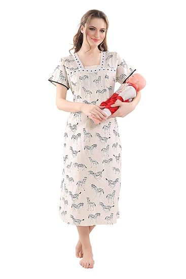 Zebra Print Feeding Maternity Nighty
