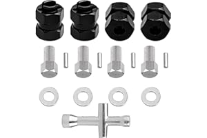 HOBBYPARK 4 Pieces Aluminum Extended 7mm Hex Wheel Hubs 8mm Thick Wheel Spacers Offsets for Axial SCX24 AXI90081 Deadbolt AXI00002 Jeep Wrangler, AXI00001 C10, AXI00004 (Black)