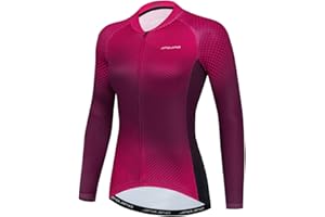 Hotlion Womens Cycling Jersey Long Sleeve Bike Shirts Team Bicycle Clothing with Pockets HT1