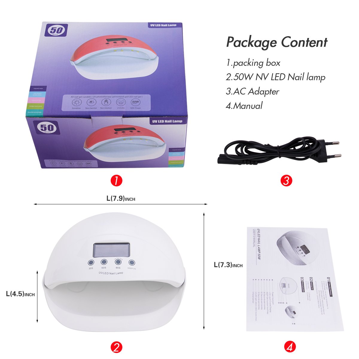 Amazon.com: 50 W secador de uñas lámpara de uñas secador de ...