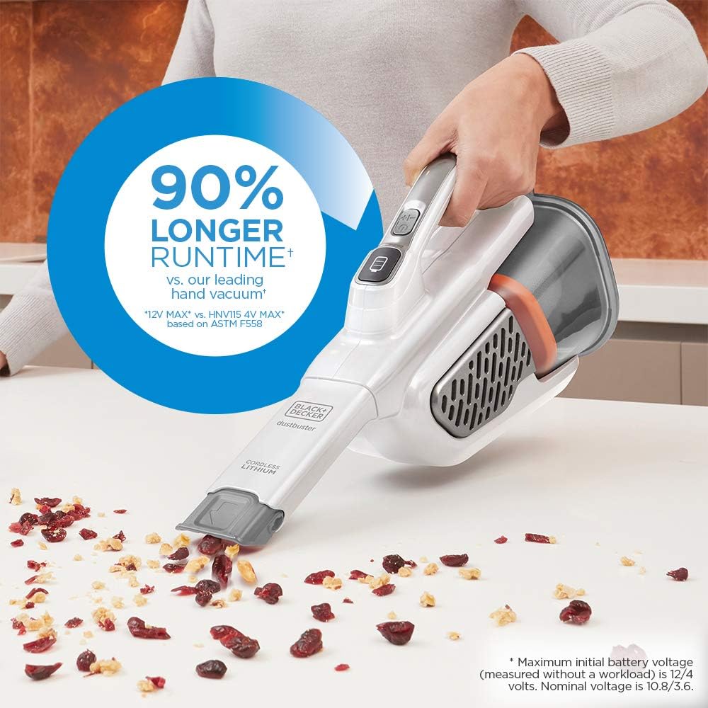 BLACK+DECKER dustbuster Handheld Vacuum, Cordless, AdvancedClean+, White (HHVK320J10): Home & Kitchen