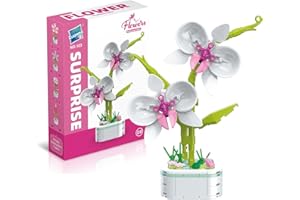 wokepeek Flower Building Bouquet Set, Flower Building Toys, Building Blocks Flower Brick Toys Creative Project for Home Room Decor Christmas Birthday(Phalaenopsis)