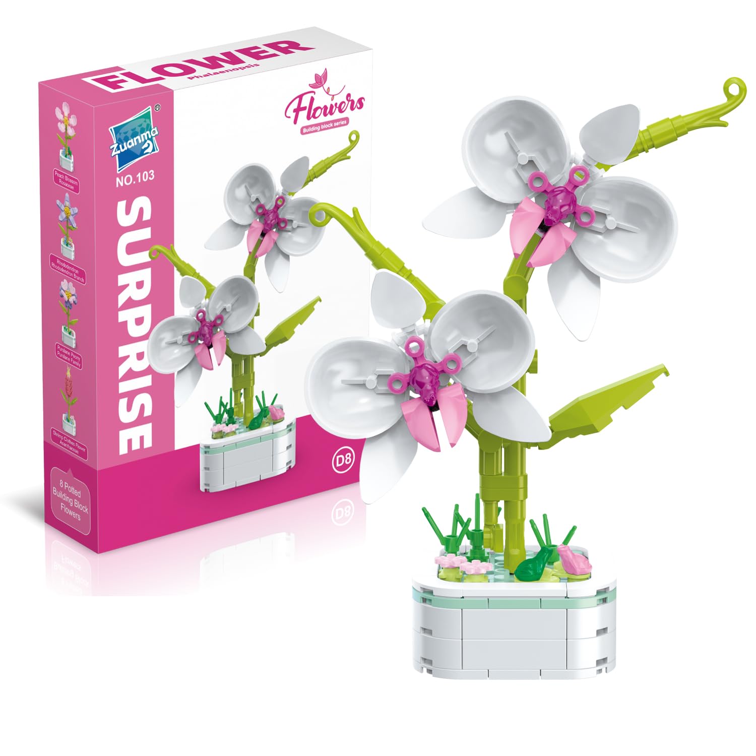 Photo 1 of wokepeek Flower Building Bouquet Set, Flower Building Toys, Building Blocks Flower Brick Toys Creative Project for Home Room Decor Christmas Birthday(Phalaenopsis)