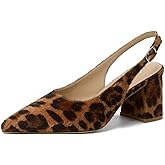 Mostrin Block Slingback Heels for Women Pointed Closed Toe Chunky Heels Office Work Shoes Women's Pumps for Business Casual