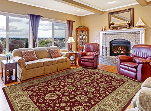 Gertmenian 78120 Traditional Rug Platinum High Density Persian Carpet, 8x10 Large, Golden Red Border