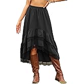 Allegra K Flowy Fairy Skirt for Women Lace Ruffled Asymmetrical High Waist Y2k Party Vintage Midi Skirts