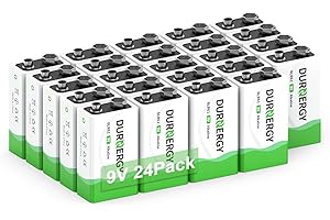 DURNERGY 9 Volt Battery, 9V Batteries 24 Pack, Smoke Detector Battery 9V 6LR61 Battery Square Batteries 9V Alkaline Batteries