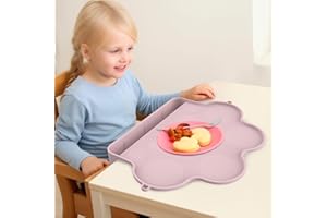 E1F1NN DOT Baby Silicone Placemats for Toddler Kids, Durable Food Grade Silicone with Non-Slip Suction, Sticky Table Mats for Restaurants Home Travel