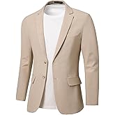 WZIKAI Men's Casual Linen Blazer Slim Fit Two Button Lightweight Suit Jacket