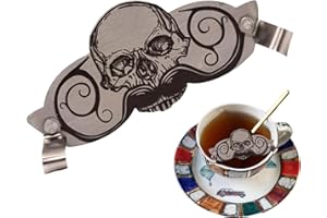Mustache Drink Guard | Stainless Steel Mustache Guard for Cup,Skull Design Beard Protection for Coffee Mugs Beer and Teacups