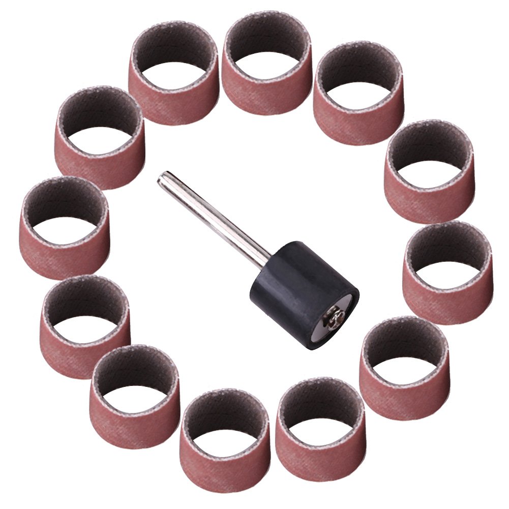 Drum Sanding Sleeves Sandpaper Bands 100Pcs #80 320 600 Grit with 1 Drum Mandrel Woodworking Craft Polishing Kit (600 Grit)