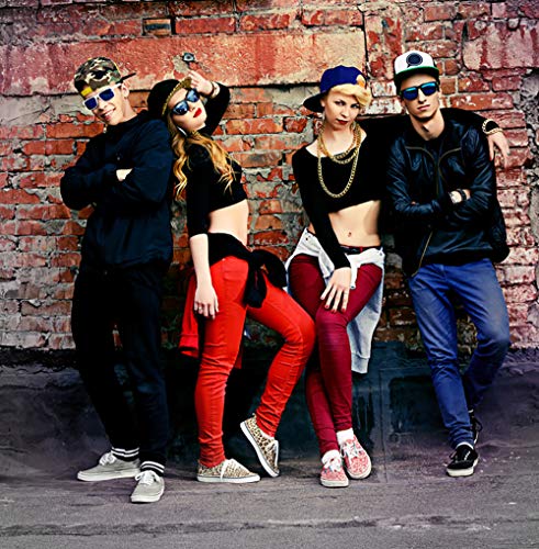8 Pieces 80s 90s Hip Hop Costume Set Rapper Outfits,2 Adjustable Flat Brim Snapback Baseball Cap 2 Hip Hop DJ Sunglasses 2 Gold Chain with Dollar Sign Pendant 2 Bracelet for Cool Rapper Outfits